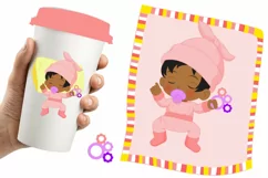 AFRICAN AMERICAN BABY GIRL ON BLANKET CLIPART Product Image 4