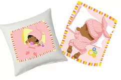 AFRICAN AMERICAN BABY GIRL ON BLANKET CLIPART Product Image 3