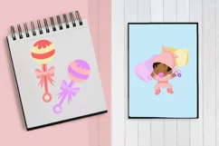AFRICAN AMERICAN BABY GIRL ON BLANKET CLIPART Product Image 2