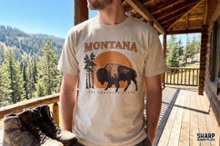 Montana The Treasure State Wild Buffalo And Pine Trees Product Image 2