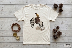 Bucking Horse Cowboy Scene, Western PNG Rodeo Art, Cowboy Product Image 3