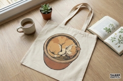 Sleeping Cat In Flower Pot PNG, Cute Cat Digital Download, Product Image 2