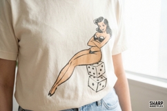 Retro Pinup Girl On Dice, Valentine PNG For Trendy PNG Product Image 3