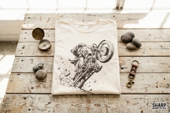 Werewolf Riding Motorcycle Graphic, Retro Monster Rider Product Image 3