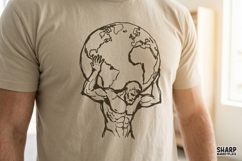 Atlas Holding Globe Illustration, Mythic Strongman Art For Product Image 4