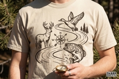 Wildlife River Scene PNG, Trendy PNG, Shirt PNG, Deer Duck Product Image 3