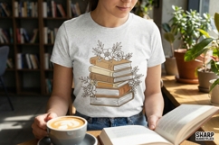 Boho Floral Book Stack PNG, Vintage Books Digital Design, Product Image 2