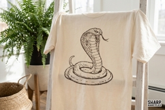 Vintage Coiled King Cobra Snake With Open Hood Reptile Png, Product Image 3