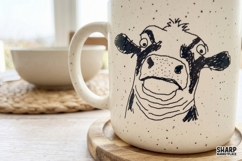 Silly Hand Drawn Cow Face Design With Highland Cow PNG, Product Image 4