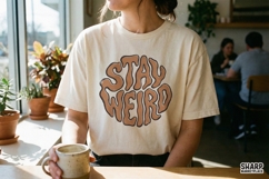 Stay Weird PNG, Retro Groovy T-Shirt Design, Wavy Weird Product Image 2