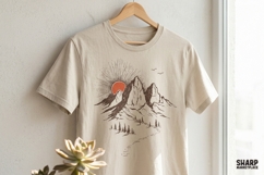 Vintage Mountain Sunrise Trail, Camping PNG Nature Product Image 3