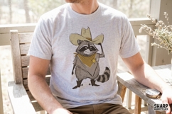 Western Raccoon Cowboy Illustration, Funny PNG Shirt Product Image 3