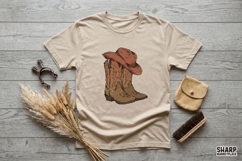 Rustic Cowgirl Boots With Wide Brim Hat And Png Designs, Product Image 3