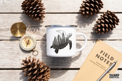 Forest Turtle Silhouette With Pine Trees, Summer Png, Product Image 3