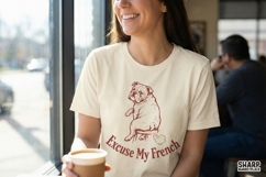 Excuse My French PNG, Funny Bulldog Dog Art, Humorous Product Image 2