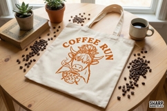 Coffee Run PNG, Funny Highland Cow Shirt Design, Farmhouse Product Image 3