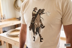 Rearing Horse Cowboy Scene, Western PNG Rodeo Art, Cowboy Product Image 4
