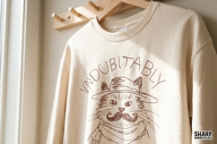Indubitably Mustache Cat Sketch, PNG Designs For Shirt Product Image 4