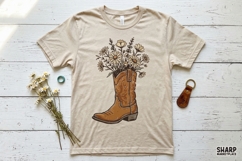Cowboy Boot With Wildflowers PNG, Boho Western Floral Shirt Product Image 2