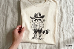Western Raccoon Cowboy Sketch PNG, Trendy Shirt Product Image 4