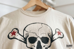 Vintage Skull And Crossbones Graphic, Red Star Bones Punk Product Image 2