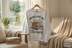 Books Are My Therapy PNG, Stack of Vintage Books with Product Image 3