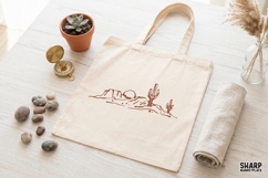 Minimal Desert Cactus Horizon, Western PNG For Shirt PNG Product Image 3