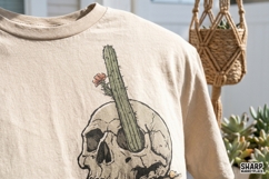 Desert Skull With Cactus Bloom, Halloween PNG Gothic Art, Product Image 3