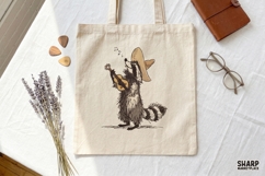 Sombrero Raccoon Playing Guitar, Western PNG Art For Trendy Product Image 4