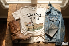 Cowboys And Jesus PNG, Country Western Church Design, Product Image 2