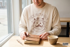 Indubitably Mustache Cat Sketch, PNG Designs For Shirt Product Image 2