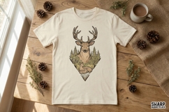 Deer PNG, Woodland Animal Design, Nature Forest Tee Digital Product Image 2