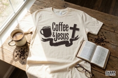 Coffee &amp; Jesus PNG, Christian Faith Shirt Design, Religious Product Image 2