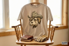 Scruffy Cowboy Dog Portrait Vintage Western PNG Designs, Product Image 3