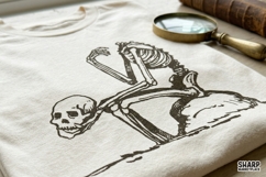 Kneeling Skeleton PNG, Halloween PNG, Trendy PNG, Dark Product Image 4