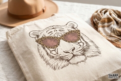 Cool Tiger Face Wearing Leopard Print Sunglasses Product Image 2