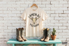 Amen &amp; Yeehaw PNG, Western Skull Flowers, Rustic Country Product Image 3