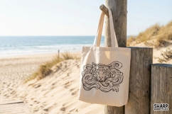 Tiger Head PNG, Fierce Animal Art, Japanese Wave Tattoo Product Image 4