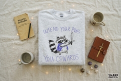 Intend Your Puns You Cowards Raccoon PNG, Funny Sword Product Image 3
