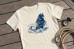 Sailing Ship PNG, Nautical Art Print, Vintage Ocean Wave Product Image 2