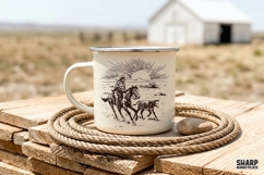 Sunset Cowboy Riding Horse Western Ranch Art, Western Horse Product Image 2