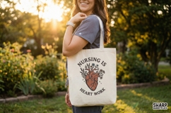 Nursing Is Heart Work PNG, Floral Nurse Shirt PNG, Medical Product Image 4