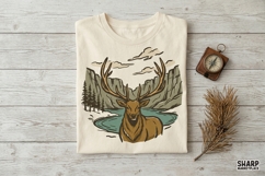 Elk Wilderness Hunting PNG, Lake Life PNG, Trendy PNG, Product Image 4