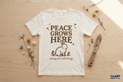 Peace Grows Here PNG, Bunny Nature Shirt Design, Floral Product Image 2