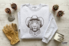 Cowboy Leopard Portrait In A Wide Brim Hat, Western PNG, Product Image 4