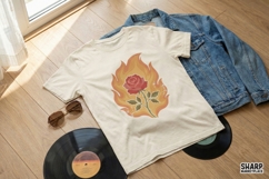 Burning Rose PNG, Fire Floral Digital Art, Printable Flower Product Image 2