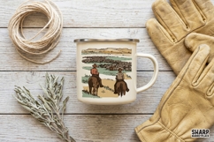 Two Cowboys Herding Cattle Scene, Western PNG Designs And Product Image 3