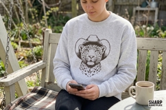 Cowboy Leopard Portrait In A Wide Brim Hat, Western PNG, Product Image 3
