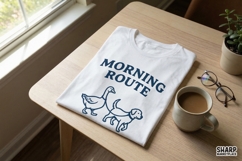 Morning Route PNG, Funny Goose and Dog Walking Shirt Product Image 2