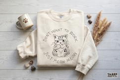 Don't Want To Work Just Meow Meow Kitten Sketch, PNG Product Image 3